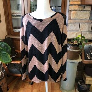 Chelsea & Theodore size Medium tan and black chevron print with black tank